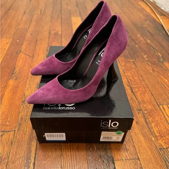 Purple Suede Pointed-Toe Heels - Picture 3 of 7